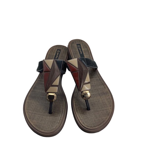 Grendha Brazilian Dress Sandals Thongs Women 10 EU 41 /42 Bra 39 /40 Geometric - Picture 1 of 7